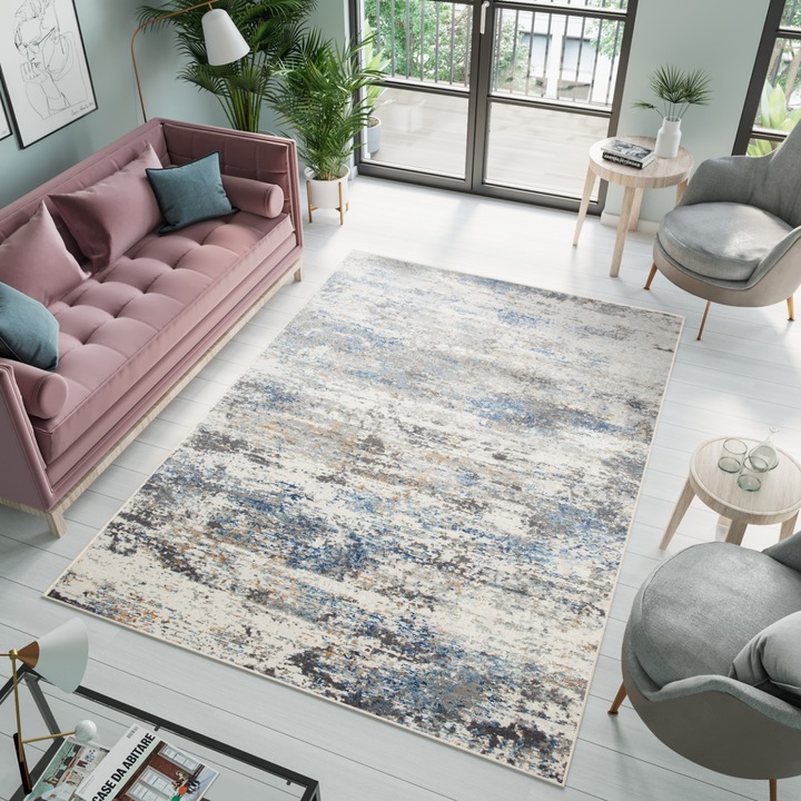 Covor Chemex Portland G509B /D_ HIL alb,albastru 120x170