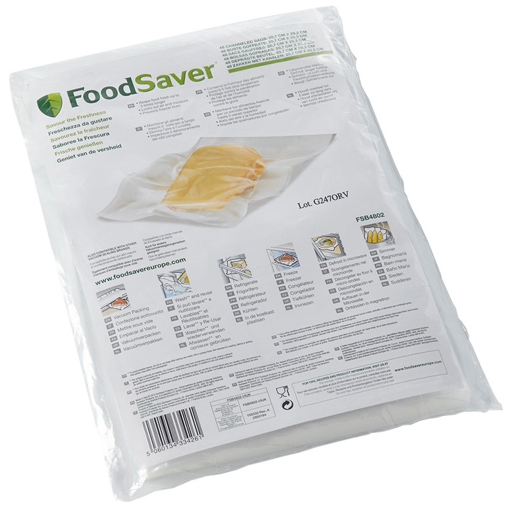 Pachet 48 pungi Foodsaver FSB4802-I pentru vidat alimente 20 cm x 35.6 cm