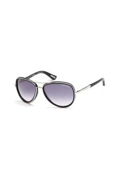 GUESS BY MARCIANO, Ochelari de soare aviator cu lentile in degrade, Negru/Argintiu, 58-17-135 Standard GUESS BY MARCIANO, Ochelari de soare aviator cu lentile in degrade, Negru/Argintiu, 58-17-135 Standard