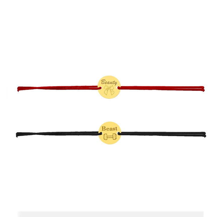 Set bratari snur reglabil, Grata, beauty and beast, Aur 14k