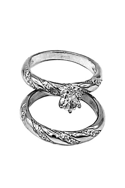 Inele argintiu m16, Alb - Argintiu, 56