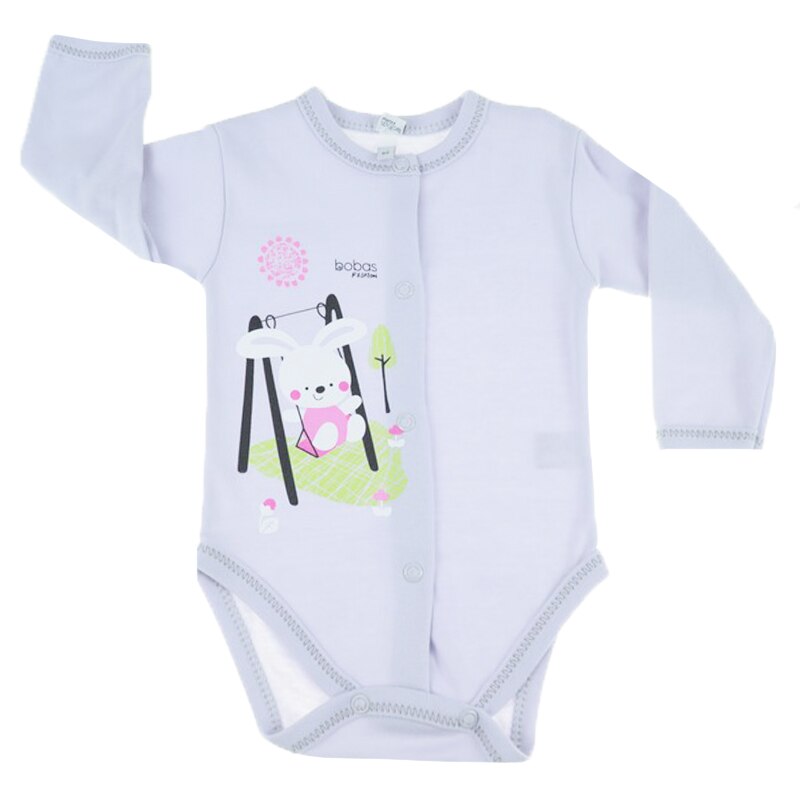 Body cu maneca lunga pentru fete Koala Zabaw 3623, Gri, 62 cm