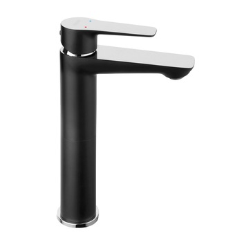 Baterie Ferro Adore pentru chiuveta inaltata, conducta flexibila de conectare, negru/crom