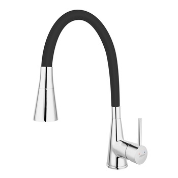 Baterie pentru chiuveta Ferro Zumba II cu o singura maneta, gura flexibila cu 2 functii, negru