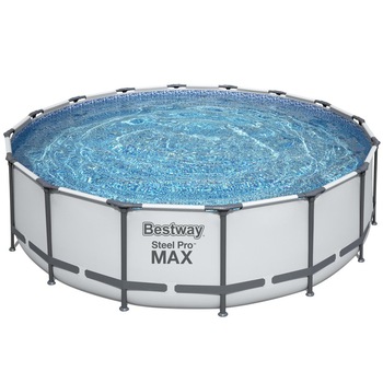 Piscina rotunda cu cadru metalic 488x122cm Bestway Steel Pro Max BE5612Z, toate accesoriile incluse Piscina rotunda cu cadru metalic 488x122cm Bestway Steel Pro Max BE5612Z, toate accesoriile incluse