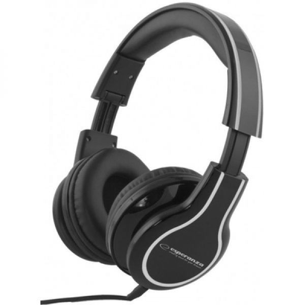 Casti Stereo Over-Ear perne moi cu izolatie fonica perfecta pliabile adaptor mufa jack 3.5 inclus BLUES culoare Negru - Esperanza