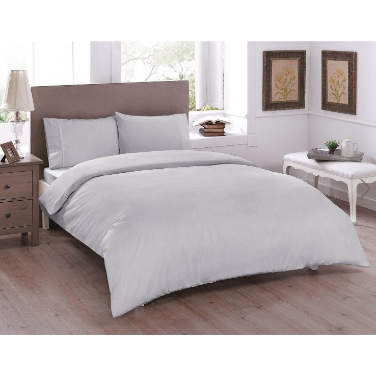 Lenjerie de pat dublu bumbac 100% ranforce, 4 piese, TAC, Basic Gri