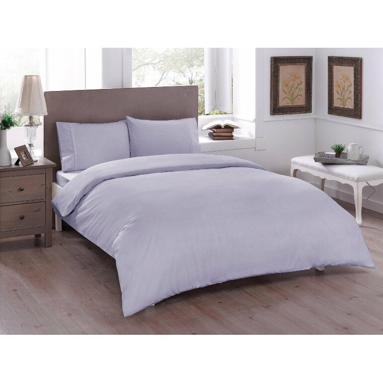 Lenjerie de pat dublu bumbac 100% ranforce, 4 piese, TAC, Basic Lila