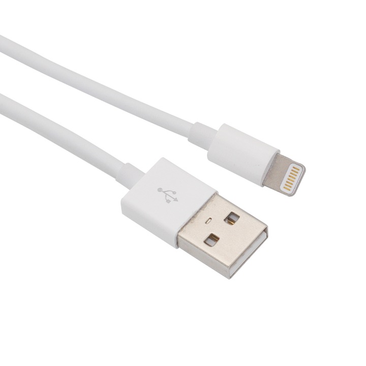 Cablu de incarcare rapida si transfer de date, 1m, compatibil cu Apple, EVTrend®, pentru telefon sau tableta Apple, conector USB, conector compatibil cu Apple, Alb