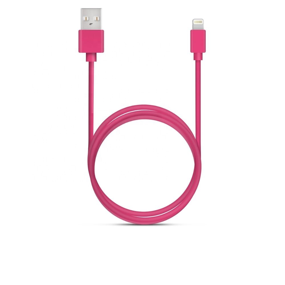 Cablu de incarcare rapida si transfer de date, 1m, Lightning, EVTrend®, pentru telefon sau tableta Apple, conector USB, conector Lightning, Roz