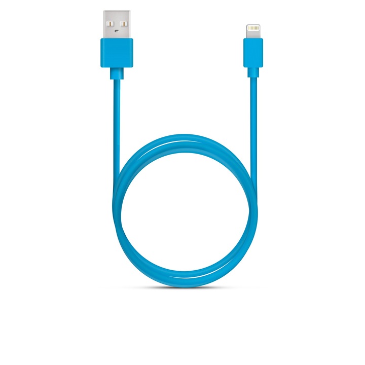 Cablu de incarcare rapida si transfer de date, 1m, compatibil cu Apple, EVTrend®, pentru telefon sau tableta Apple, conector USB, conector compatibil cu Apple, Albastru