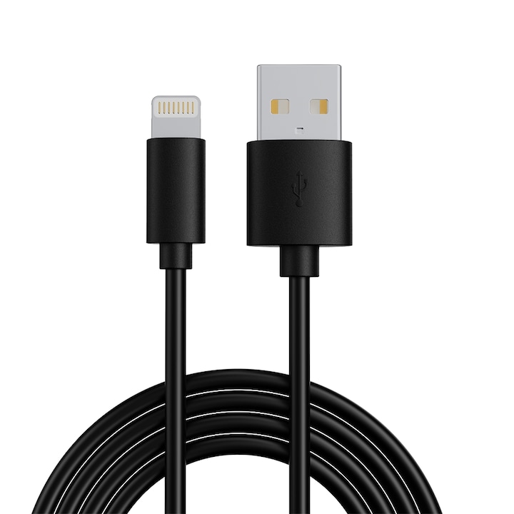 Cablu de incarcare rapida si transfer de date, 1m, compatibil cu Apple, EVTrend®, pentru telefon sau tableta Apple, conector USB, conector compatibil cu Apple, Negru