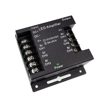 Amplificator pentru banda LED RGB, Optonica, 12-24V, Carcasa fier Amplificator pentru banda LED RGB, Optonica, 12-24V, Carcasa fier