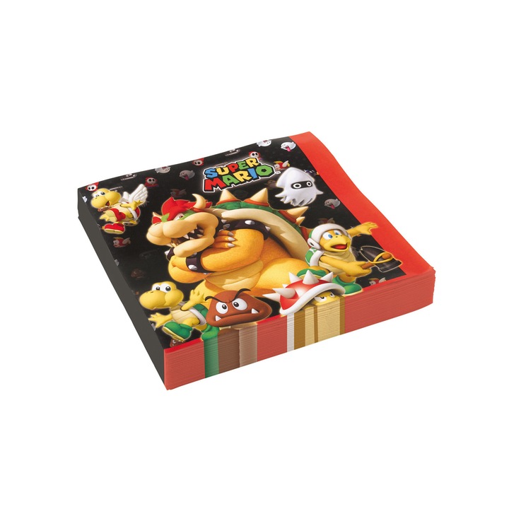 Set 20 Servetele Super Mario, Partymag, multicolore, 33 x 33 cm