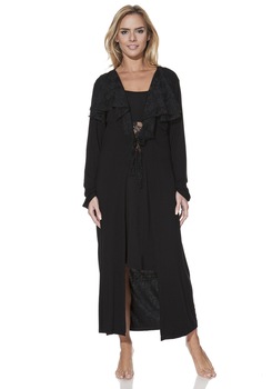 Halat dama, Luisa Moretti, LMS-1141, 100% bambus, Negru Halat dama, Luisa Moretti, LMS-1141, 100% bambus, Negru