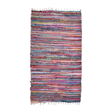 Covor decorativ traditional, model tesut, cu franjuri, Rustic, Multicolor, 180x120 cm