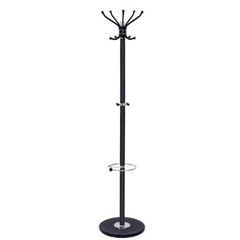 Cuier haine din metal cu suport umbrela, negru, 176x37 cm Cuier haine din metal cu suport umbrela, negru, 176x37 cm