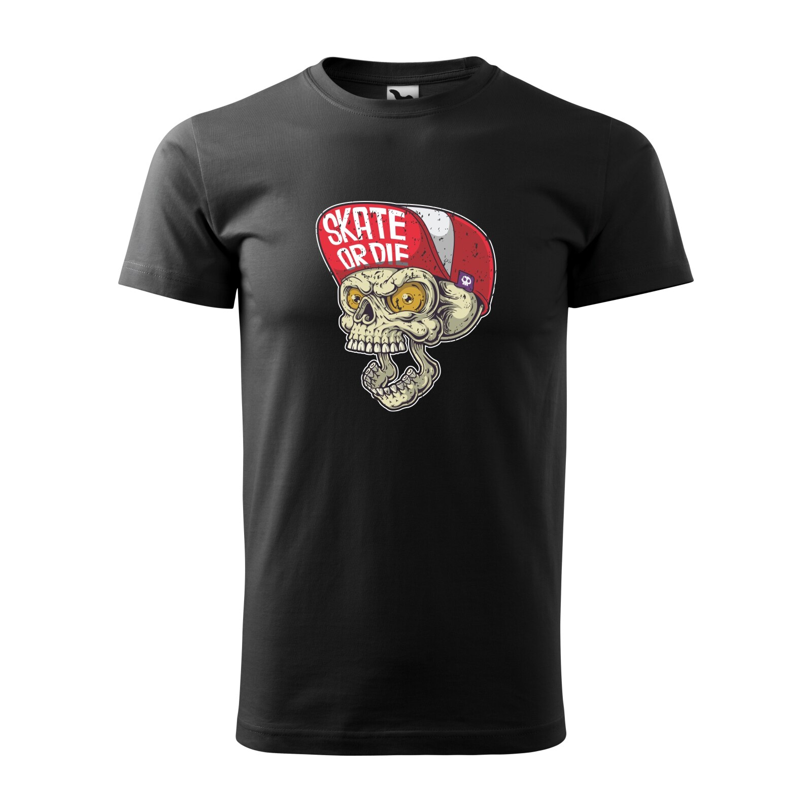 Tricou negru barbati, idee de cadou, pentru pasionatii de skateboard, Skate or Die Skull, marime XS