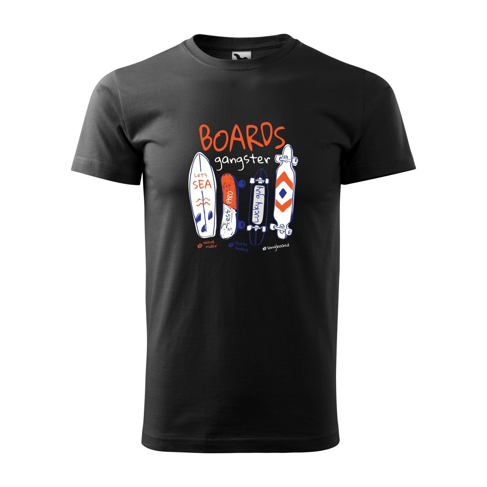 Tricou negru barbati, idee de cadou, pentru pasionatii de skateboard, Boards Gangster, marime M