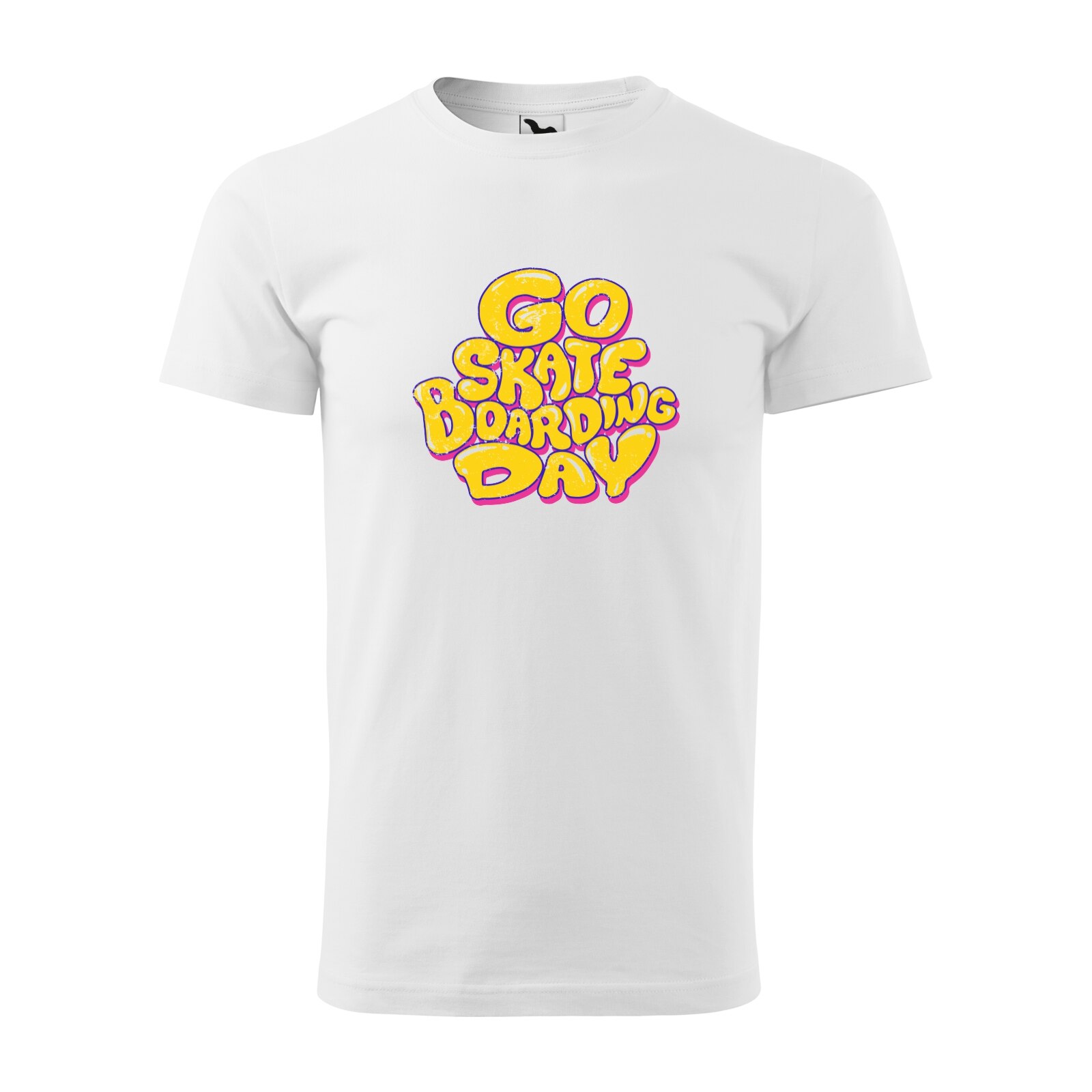 Tricou alb barbati, idee de cadou, pentru pasionatii de skateboard, Go Skate Boarding Day, marime XS