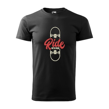 Tricou negru barbati, idee de cadou, pentru pasionatii de skateboard, Ride Your Board With Pride, marime S