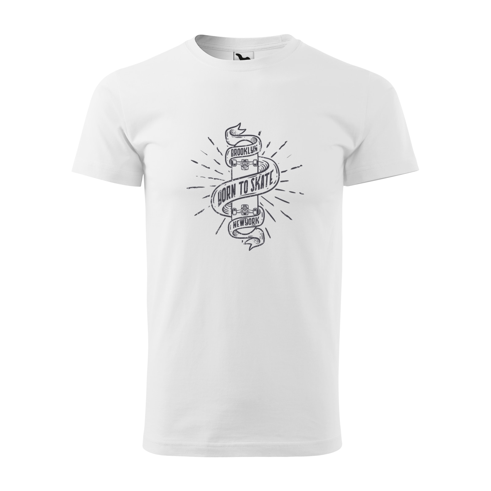 Tricou alb barbati, idee de cadou, pentru pasionatii de skateboard, Born to Skate New York, marime 2XL