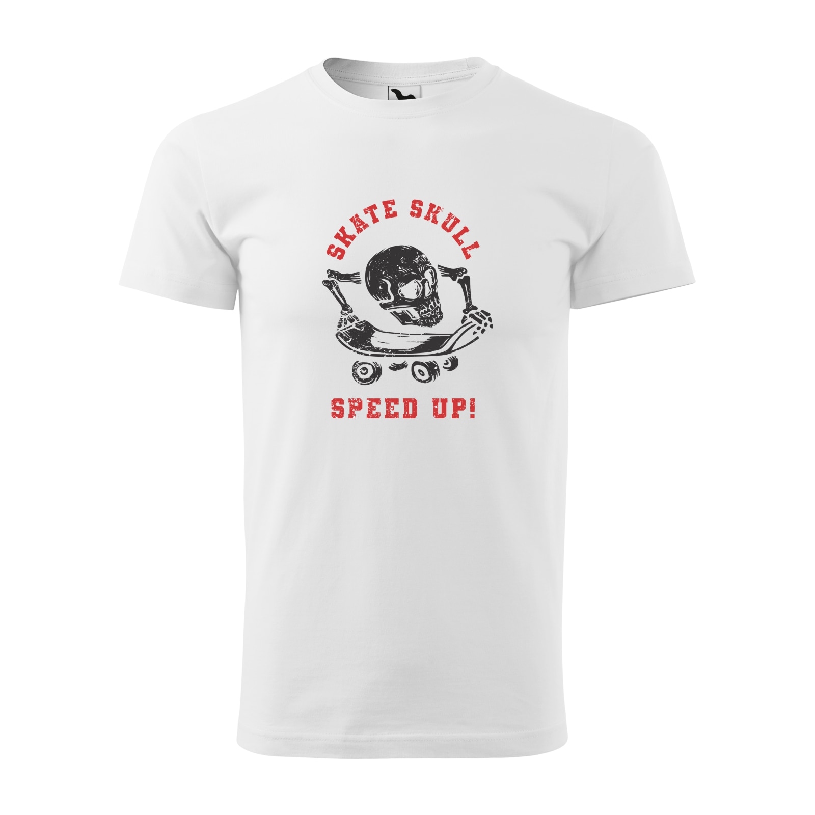 Tricou alb barbati, idee de cadou, pentru pasionatii de skateboard, Skate Skull SpeedUp, marime XL