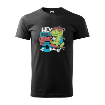 Tricou negru barbati, idee de cadou, pentru pasionatii de skateboard, Hey Dude Gimme 5, marime S Tricou negru barbati, idee de cadou, pentru pasionatii de skateboard, Hey Dude Gimme 5, marime S