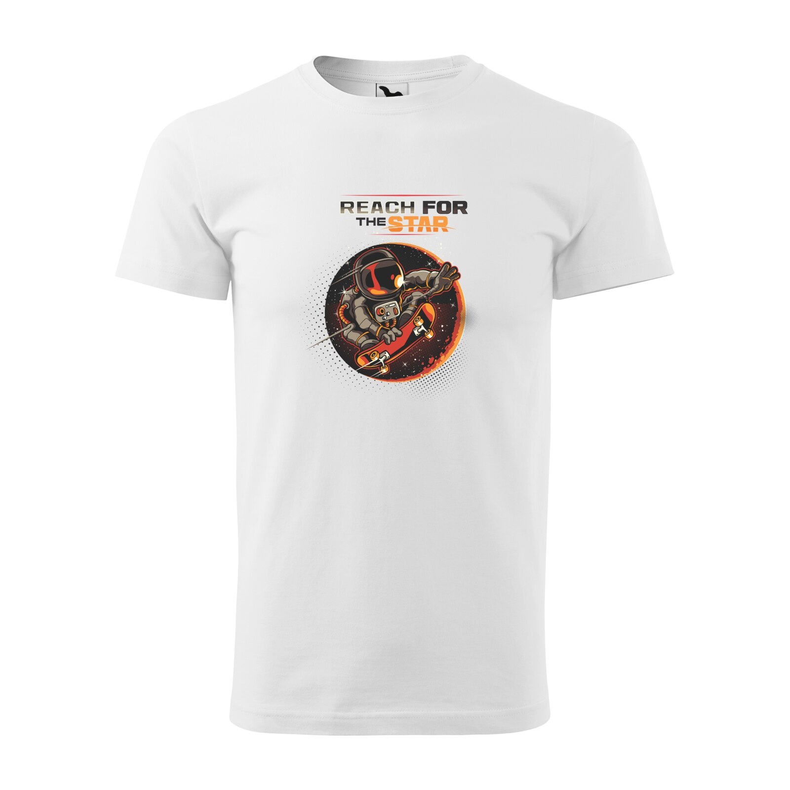 Tricou alb barbati, idee de cadou, pentru pasionatii de skateboard, Reach for the Star, marime XL