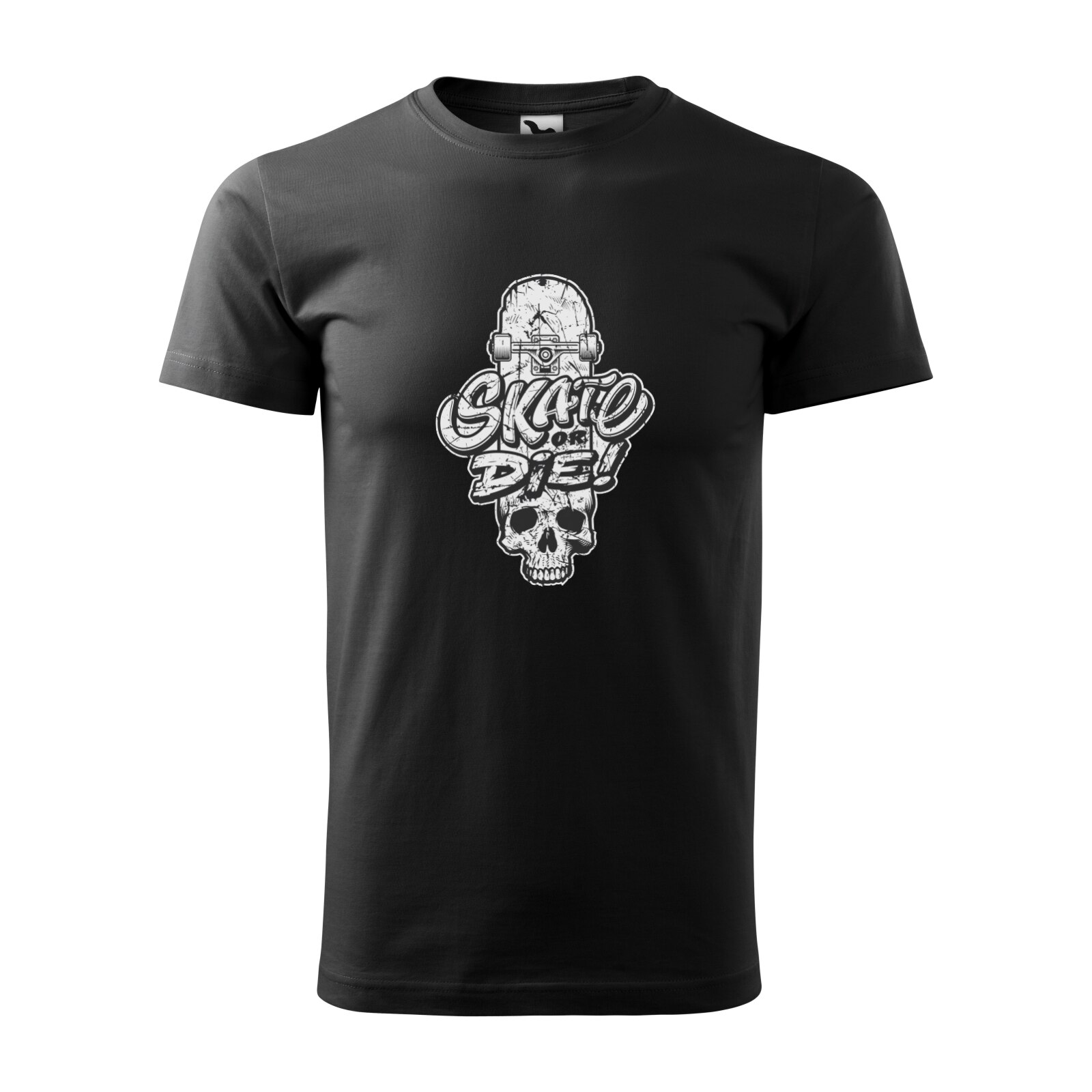 Tricou negru barbati, idee de cadou, pentru pasionatii de skateboard, Skate or Die Skull on Board, marime M