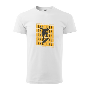 Tricou alb barbati, idee de cadou, pentru pasionatii de skateboard, Skate Broke all the Rules, marime L