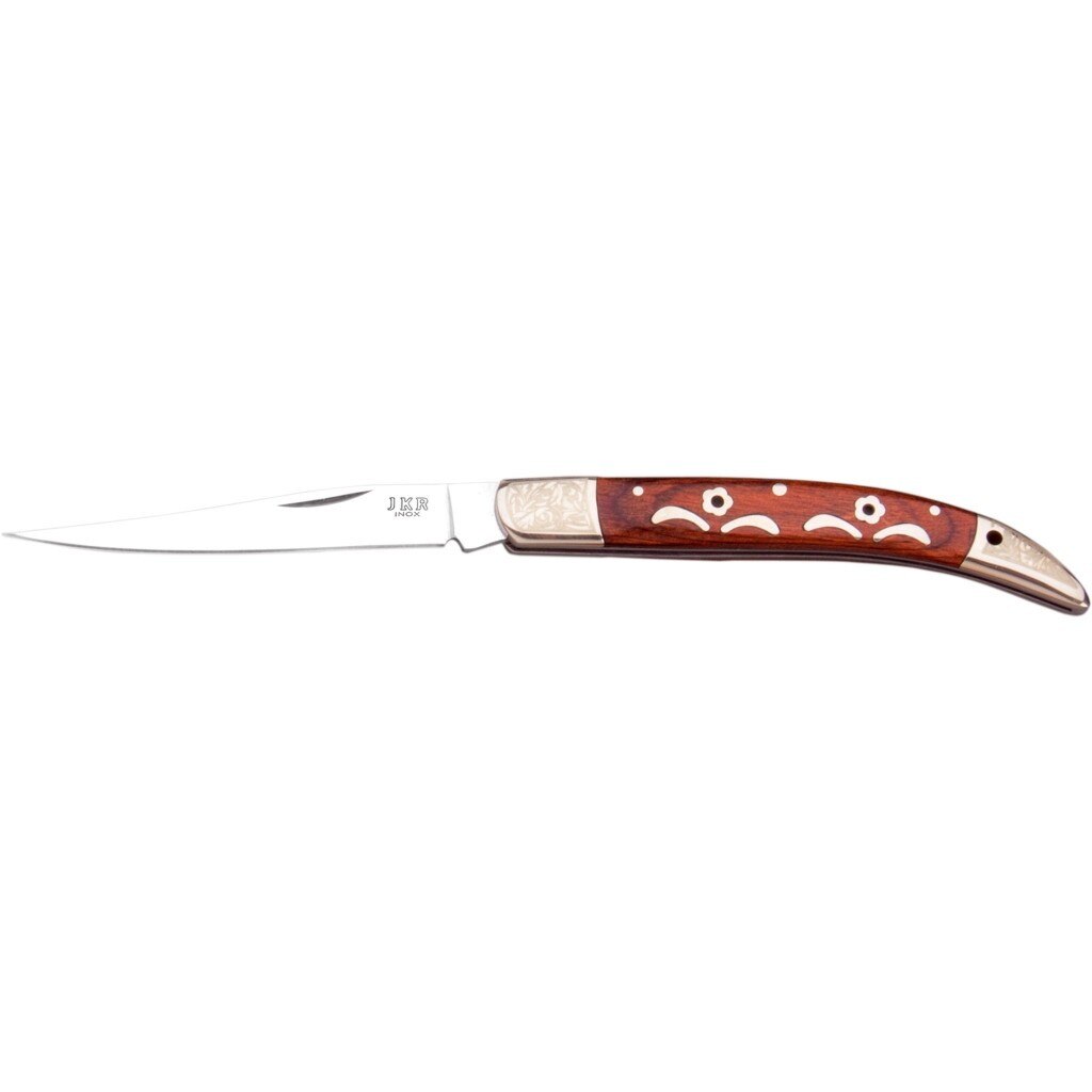 Briceag, Joker, lama inox, 7.5 cm, decorat cu alama, Wood scales