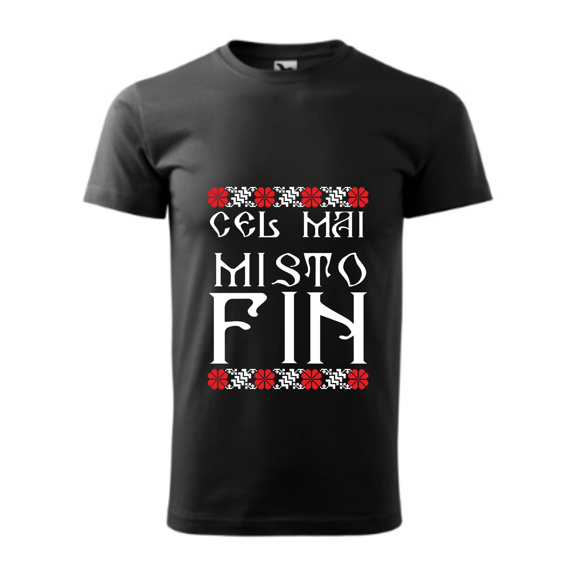 Tricou basic barbati personalizat, Adler, bumbac, negru , XS INTL ,, Cel mai misto fin