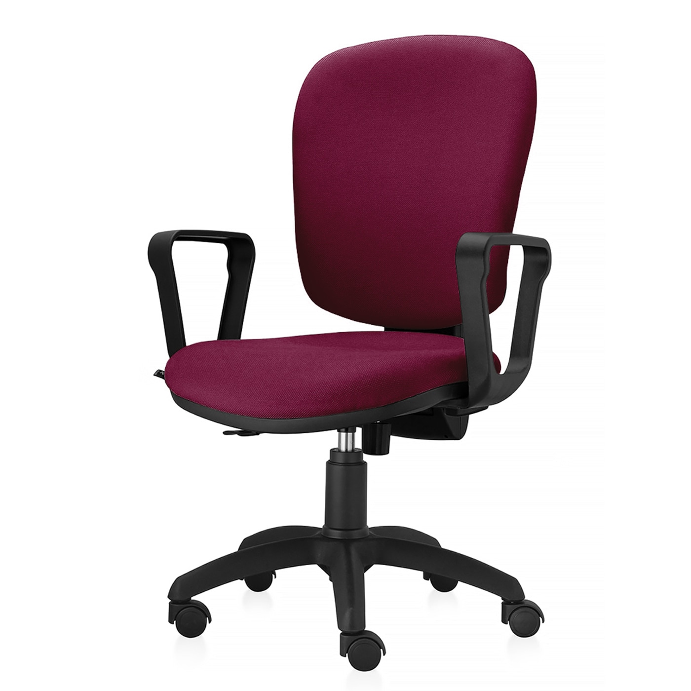 Scaun ergonomic de birou TRAFFIC CHAIRS BELLA, tapiterie sezut si spatar textil, BORDO, spatar reglabil pe inaltime, brate ergonomice