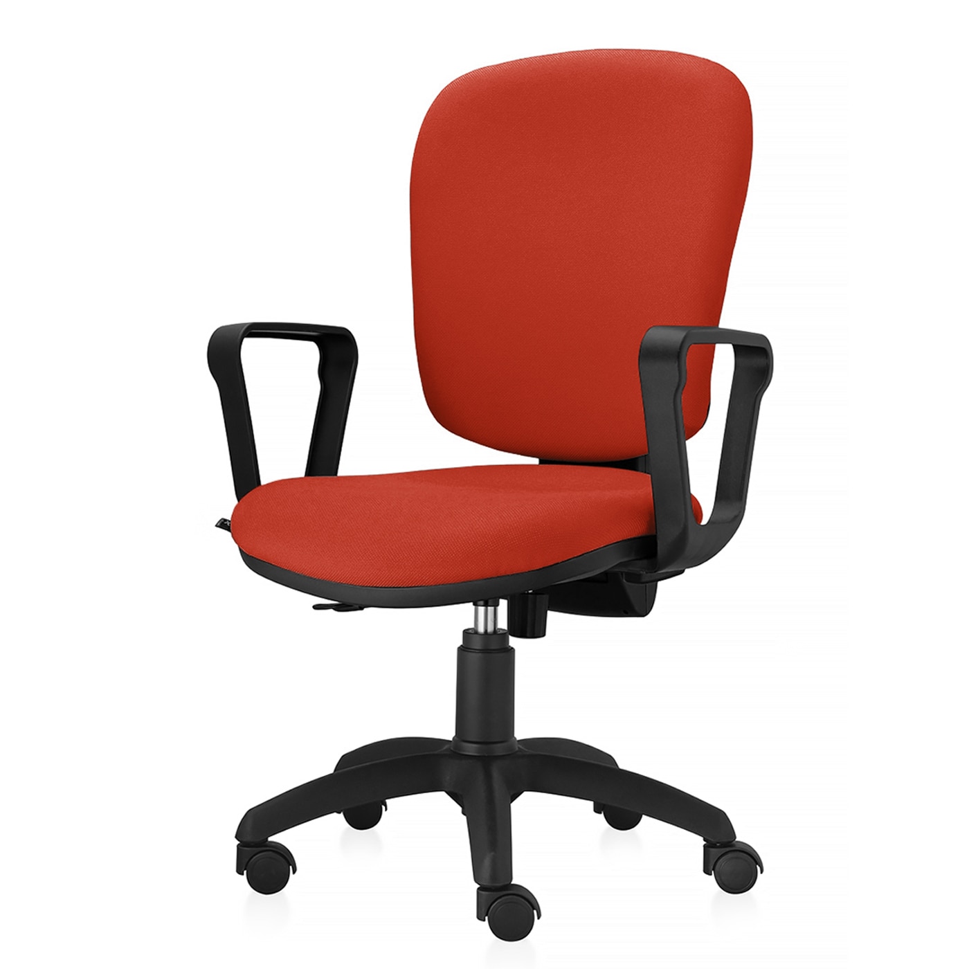 Scaun ergonomic de birou TRAFFIC CHAIRS BELLA, tapiterie sezut si spatar textil, PORTOCALIU INCHIS, spatar reglabil pe inaltime, brate ergonomice