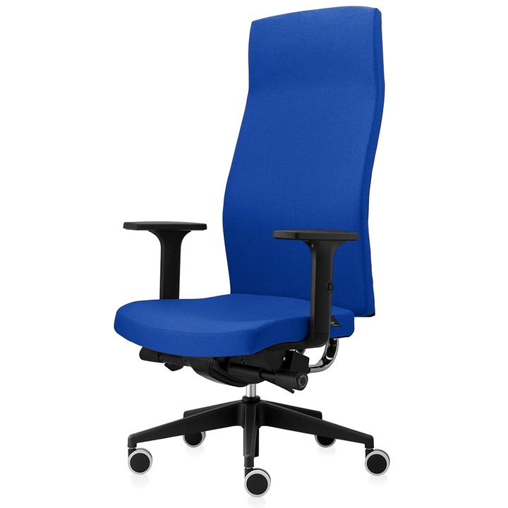 Scaun ergonomic de birou TRAFFIC CHAIRS CITY EXECUTIV, tapiterie sezut si spatar textil, ALBASTRU, spatar reglabil pe inaltime, brate reglabile, mecanism multiblock, spatar inalt