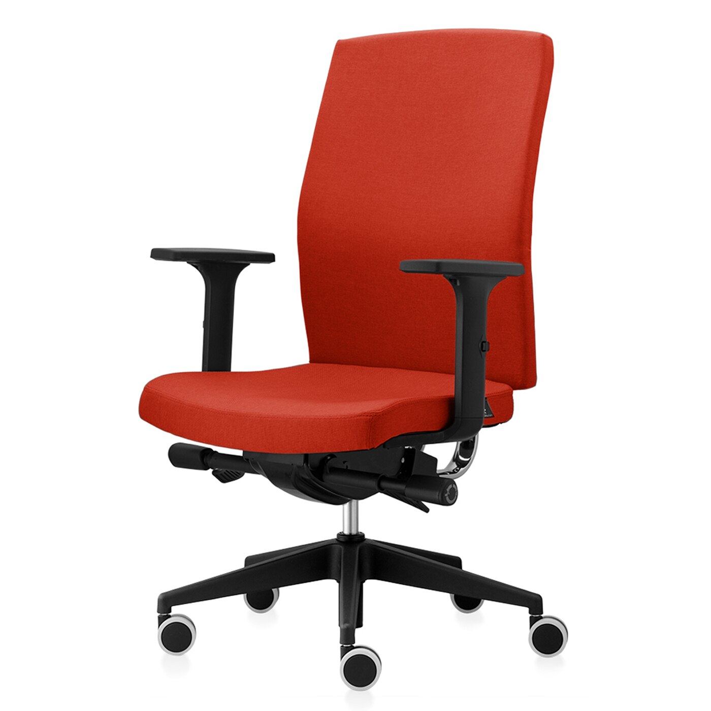 Scaun ergonomic de birou TRAFFIC CHAIRS CITY OPERATIV, tapiterie sezut si spatar textil, PORTOCALIU INCHIS, spatar reglabil pe inaltime, brate reglabile, mecanism multiblock, role gumate