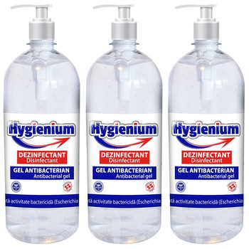 Set 3 x Gel dezinfectant maini, HYGIENIUM, Virucid, Antibacterian, Avizat Ministerul Sanatatii, 1000ml Set 3 x Gel dezinfectant maini, HYGIENIUM, Virucid, Antibacterian, Avizat Ministerul Sanatatii, 1000ml