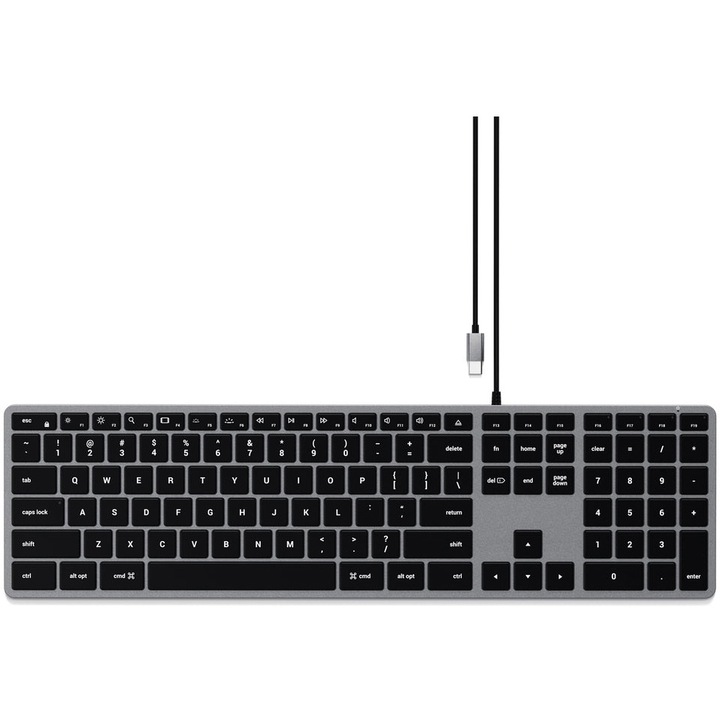 Tastatura cu fir Satechi Slim W3 USB-C retroiluminata, US, Gri spatial