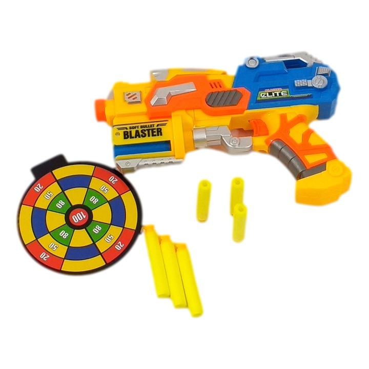 Arma de jucarie Pistol Blaster, 6 proiectile si tinta incluse