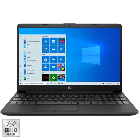 Laptop HP 15-dw1024nq cu procesor Intel® Core™ i3-10110U pana la 4.10 GHz, 15.6", Full HD, 4GB, 256GB SSD, Intel® UHD Graphics, Windows 10 Home S, Black