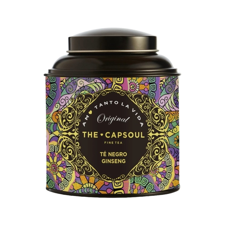 Fekete tea The Cap Soul, Ginseng, infúziós típusú, gyógynövényes, vitalizáló, stimuláló, 100%-ban természetes összetevők, 100 g