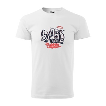 Tricou alb barbati, idee de cadou, pentru pasionatii de skateboard, Skaters gonna Skate, marime 2XL