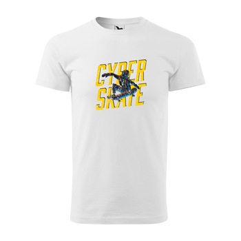 Tricou alb barbati, idee de cadou, pentru pasionatii de skateboard, Cyberskate, marime S Tricou alb barbati, idee de cadou, pentru pasionatii de skateboard, Cyberskate, marime S