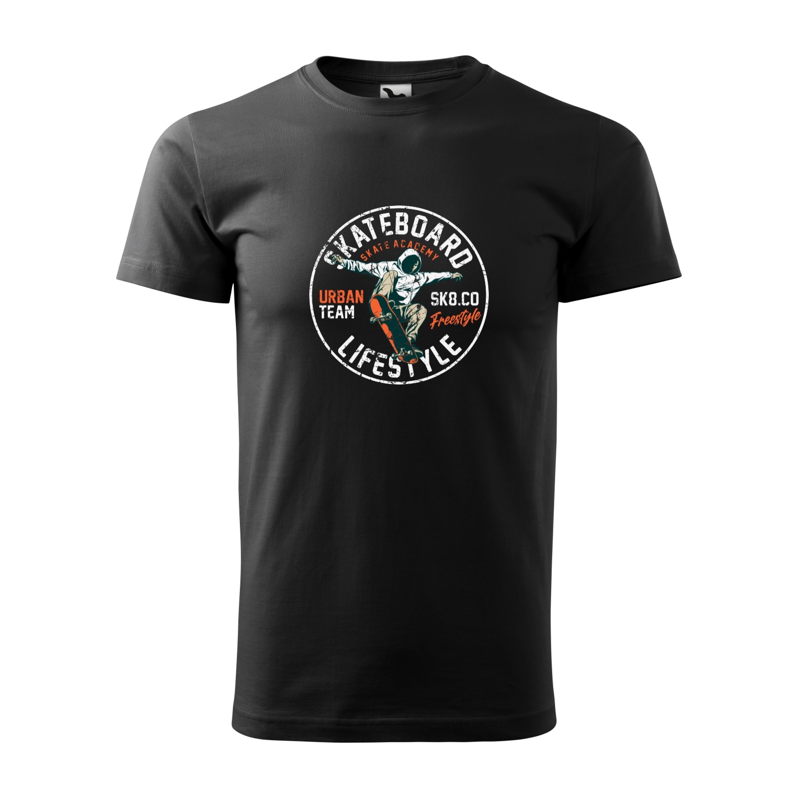 Tricou negru barbati, idee de cadou, pentru pasionatii de skateboard, Skate Academy Urban Team, marime XL