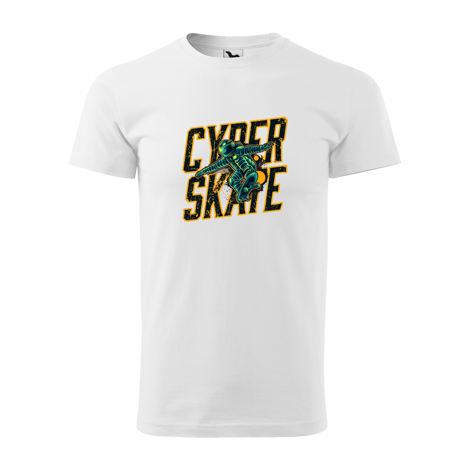 Tricou alb barbati, idee de cadou, pentru pasionatii de skateboard, CyberSkate in the Sky, marime M