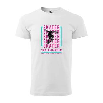 Tricou alb barbati, idee de cadou, pentru pasionatii de skateboard, California Skaters, marime M Tricou alb barbati, idee de cadou, pentru pasionatii de skateboard, California Skaters, marime M