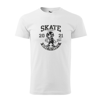 Tricou alb barbati, idee de cadou, pentru pasionatii de skateboard, Skate Academy, marime XL Tricou alb barbati, idee de cadou, pentru pasionatii de skateboard, Skate Academy, marime XL
