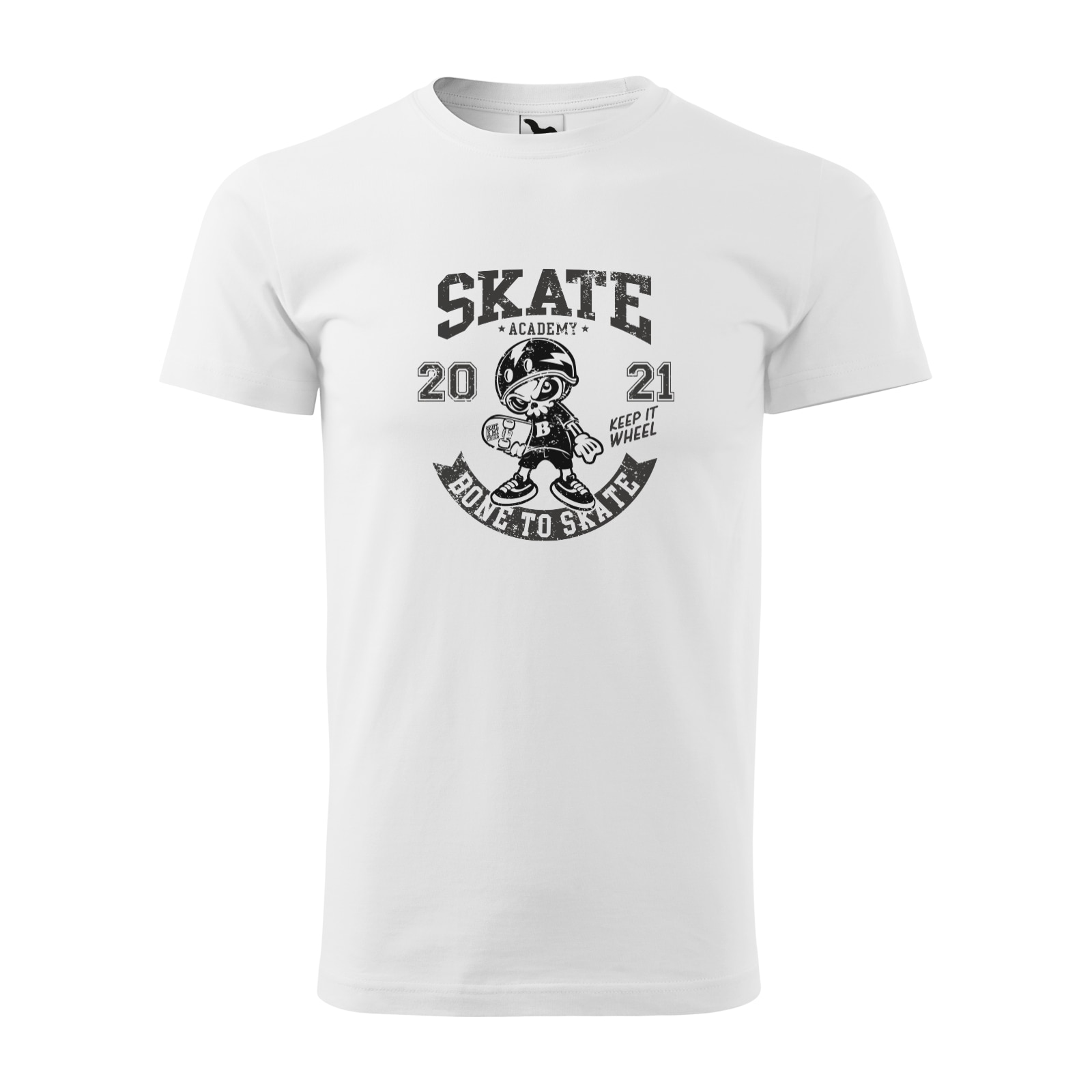Tricou alb barbati, idee de cadou, pentru pasionatii de skateboard, Skate Academy, marime M