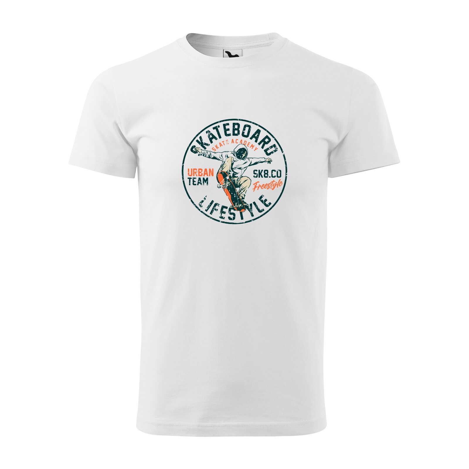 Tricou alb barbati, idee de cadou, pentru pasionatii de skateboard, Skate Academy Urban Team, marime 2XL
